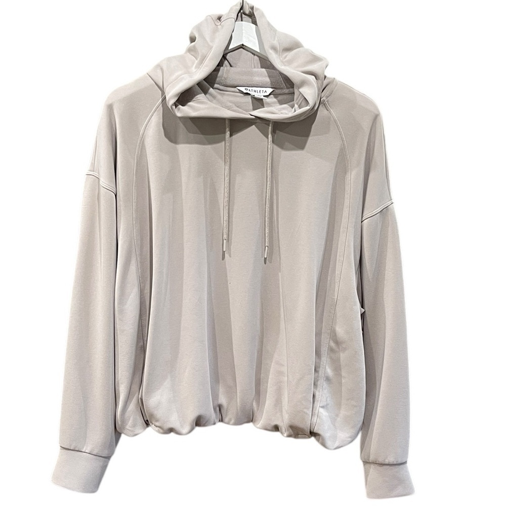 Athleta SeaSoft Bubble Hem Hoodie SZ XL Beige - Picture 2 of 5